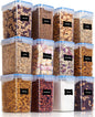 Airtight Food Storage Containers 12 Pieces 1.5Qt / 1.6L- Plastic BPA Free Kitchen Pantry Storage Containers for Sugar, Flour and Baking Supplies - Dishwasher Safe - Include 24 Labels, Blue